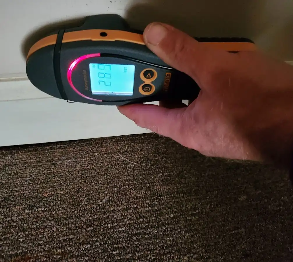 Moisture detection at baseboard during Burst Pipe Cleanup in Lochmoor Waterway Estates